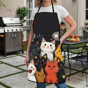 Cute Black Cat Print Apron | Adjustable | Cat Lover Gift | NWT